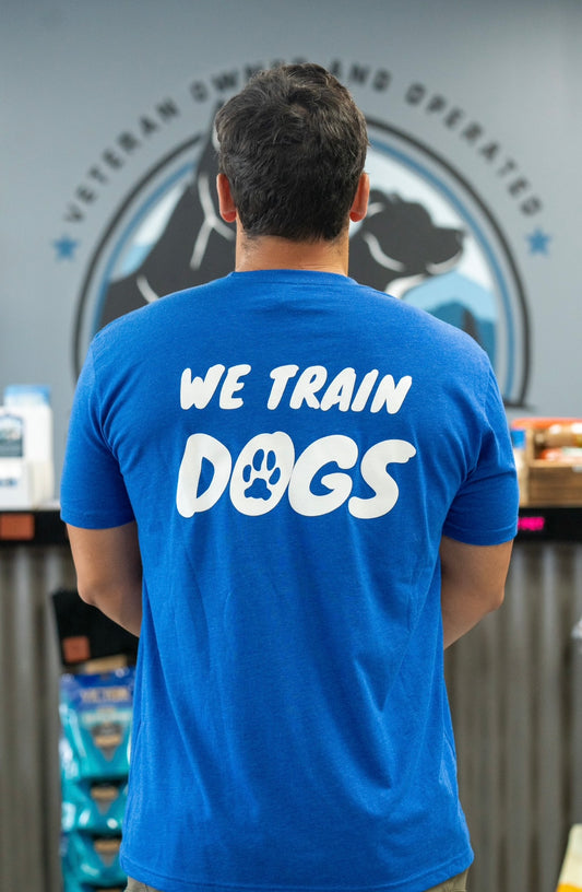 Blue/White We Train Dogs Tee